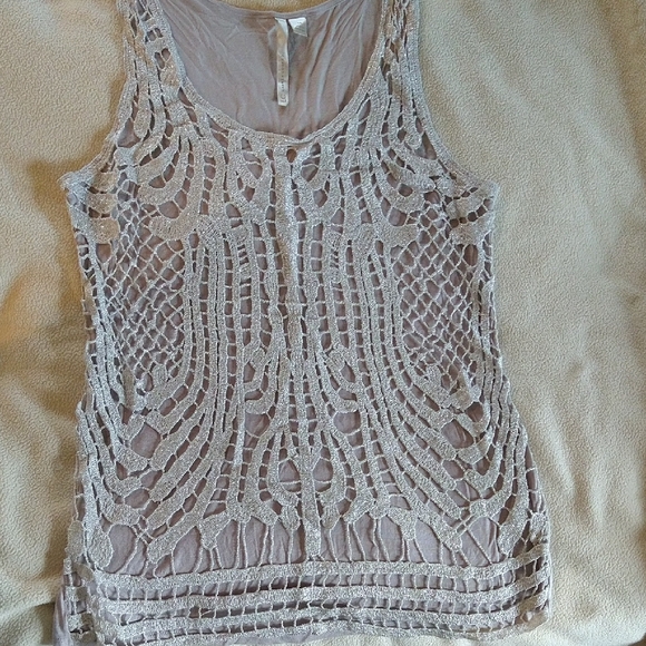 LC Lauren Conrad Silver Embellished Sleeveless Tank Top - Picture 5 of 7